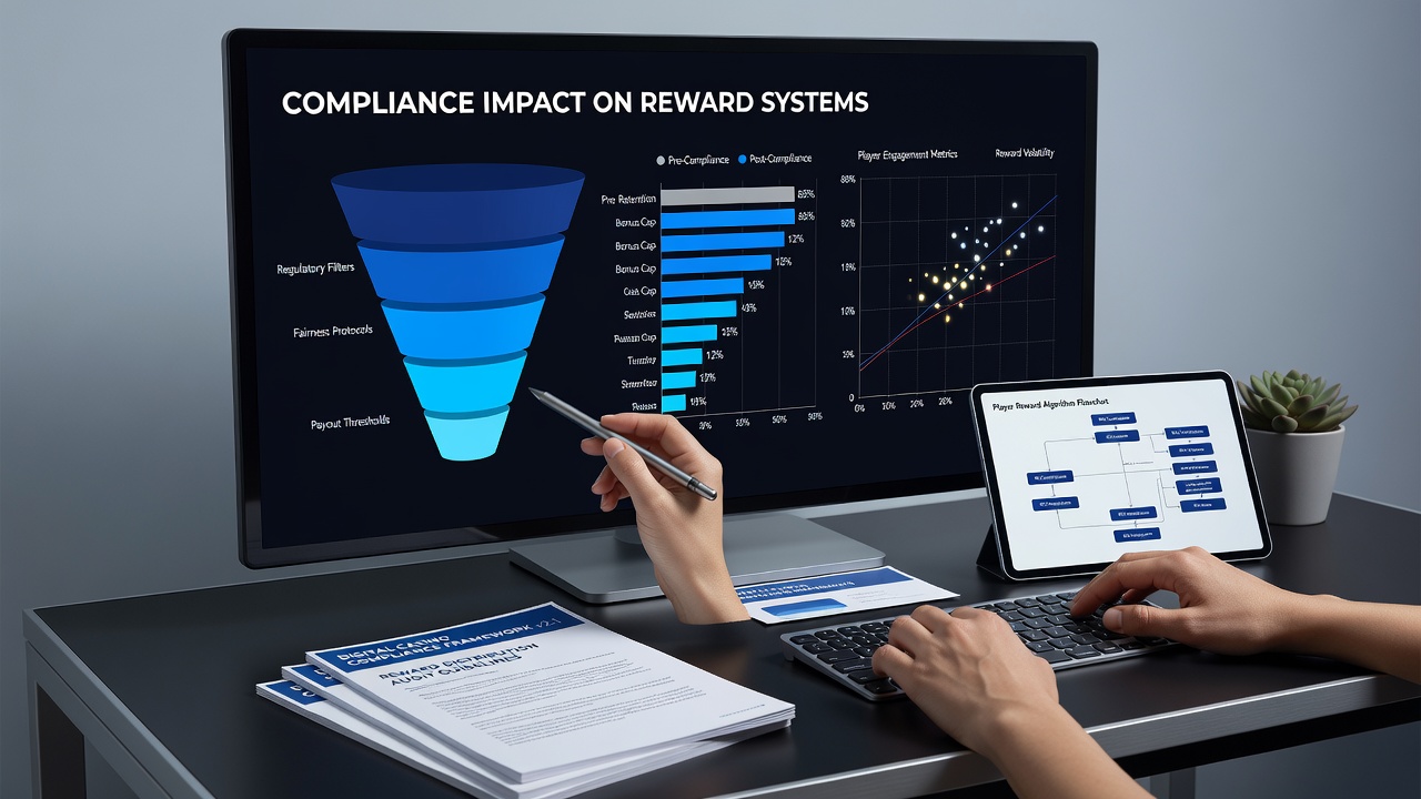 Analytics dashboard showing player reward patterns under regulatory compliance frameworks
