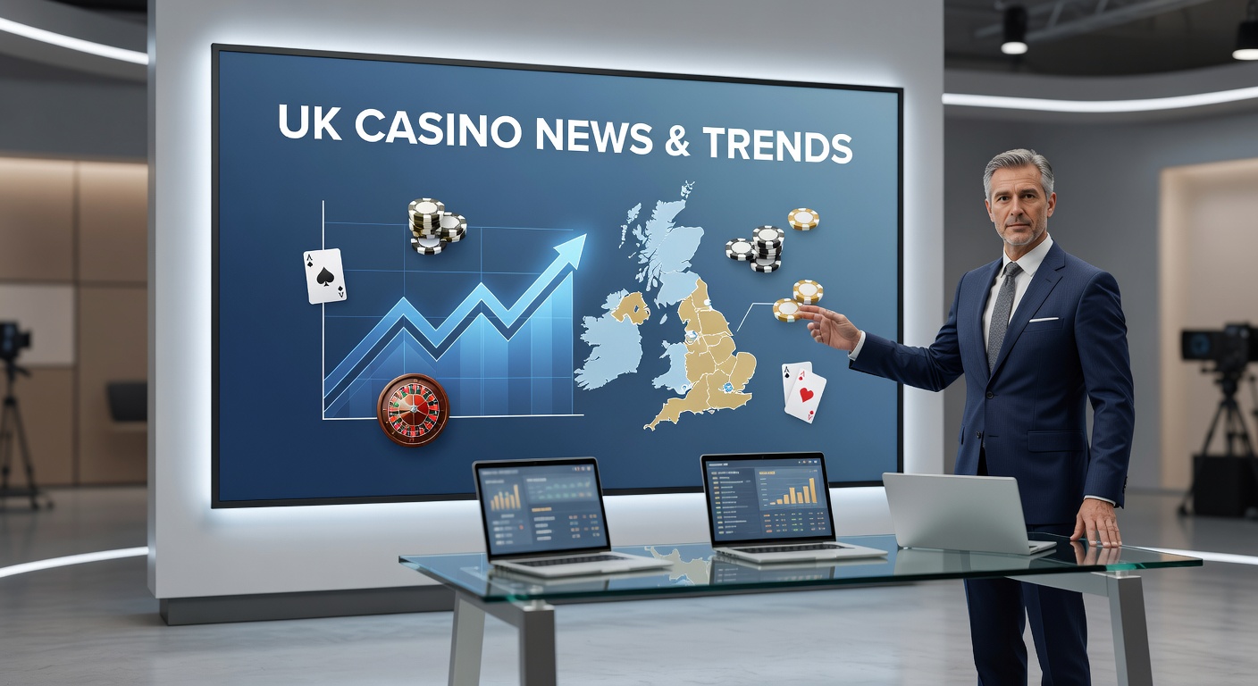 UK Gambling Commission emblem alongside rows of slot machines in a bustling casino floor, highlighting regulatory oversight in gambling venues