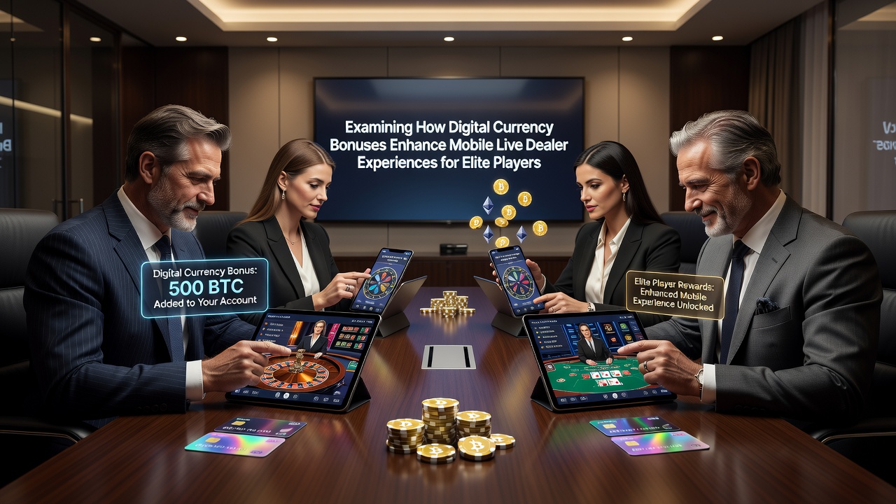 Elite player engaging with a high-limit live dealer baccarat table on a tablet device with visible cryptocurrency bonus balance overlay