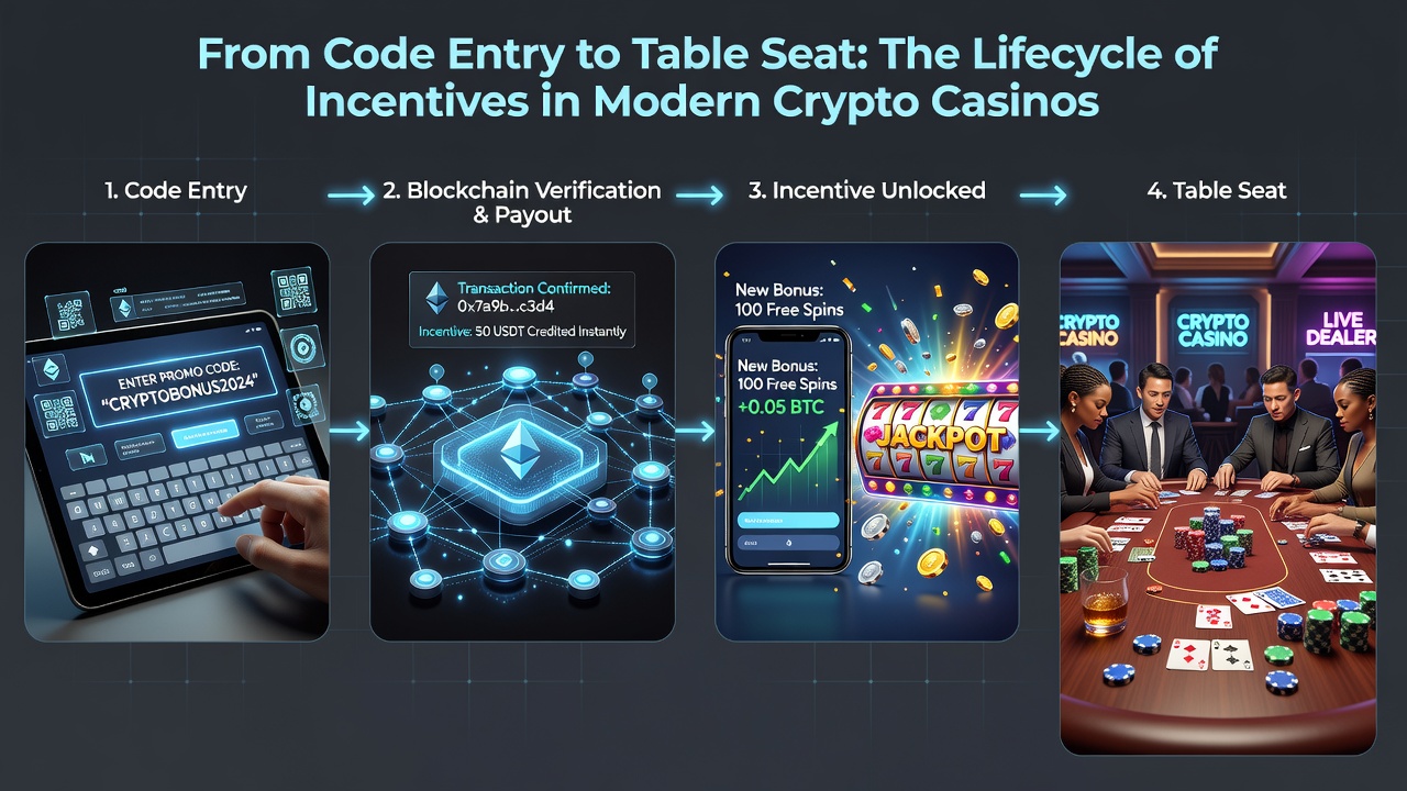 Visual representation of incentive progression from deposits to live table access in crypto casinos