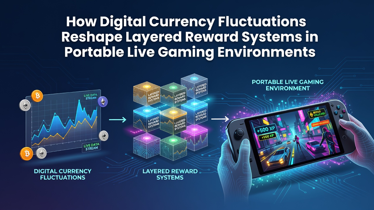 Digital currency charts overlaying mobile live gaming interfaces showing reward tier adjustments