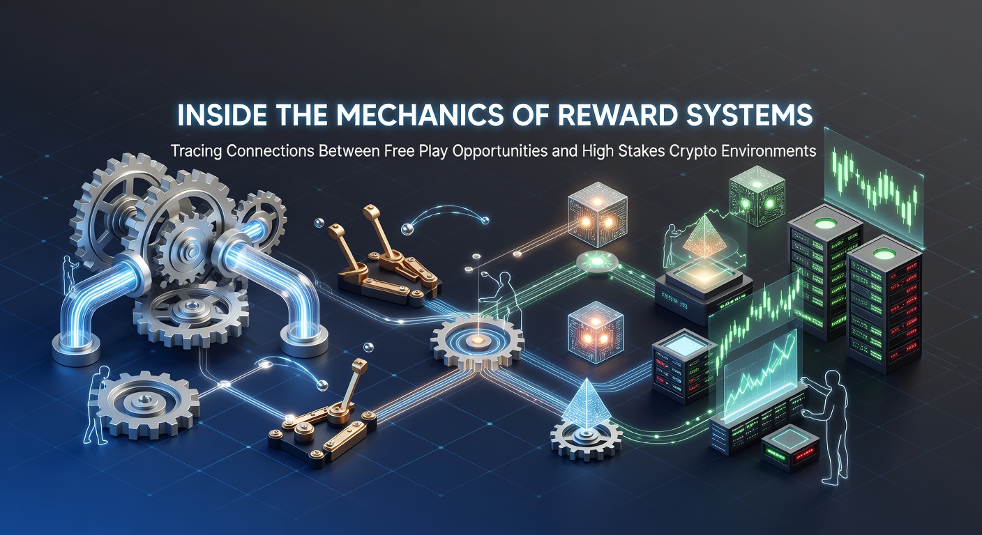 Detailed view of casino reward system interfaces showing free play credits transitioning into high-stakes crypto betting options