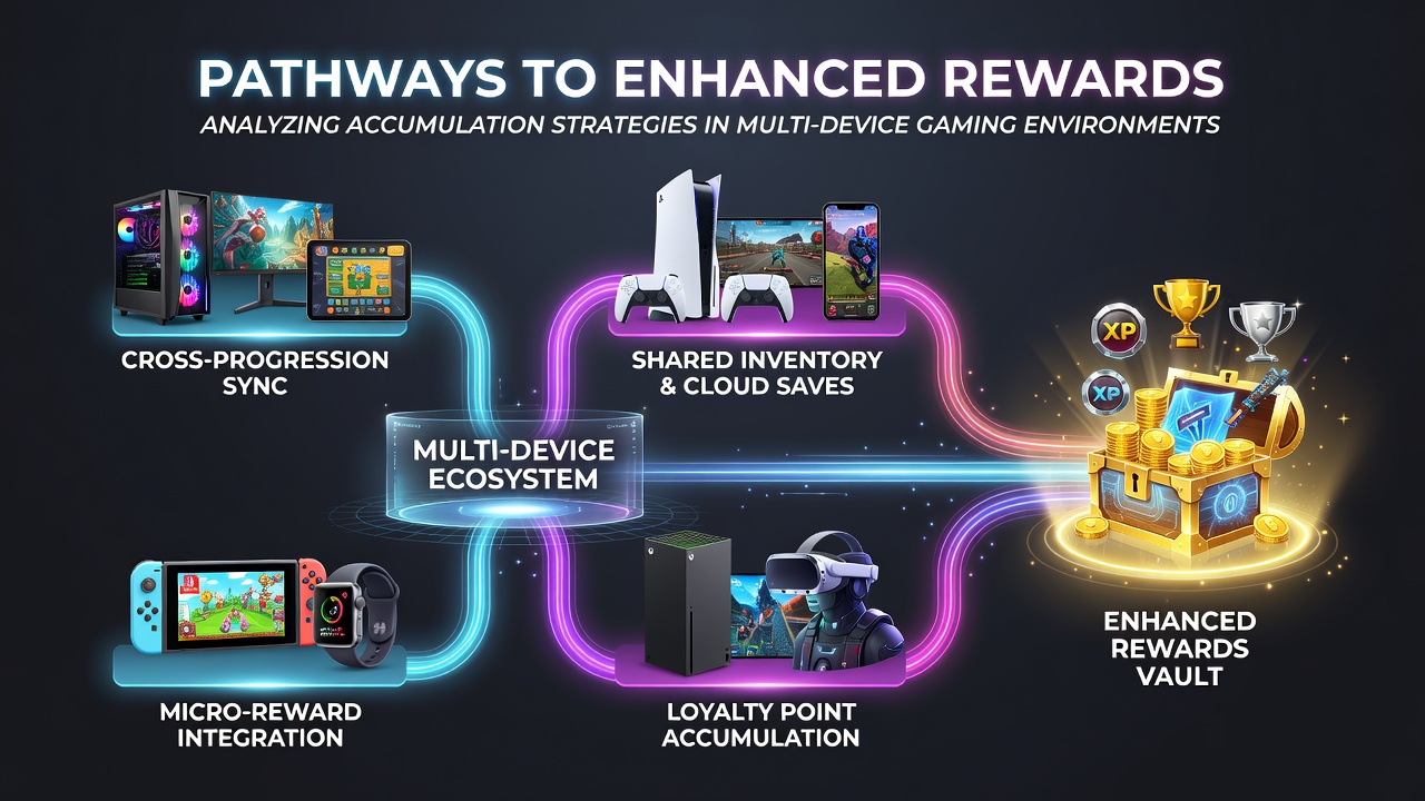 Detailed view of reward accumulation dashboard across multiple screens highlighting points, tiers, and cross-device synchronization