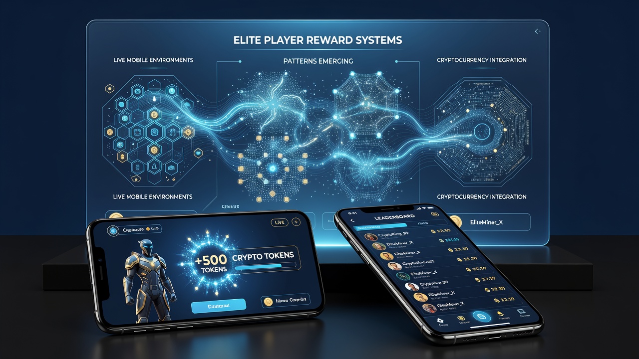 Data visualization of reward tier progression in mobile crypto live environments with engagement metrics