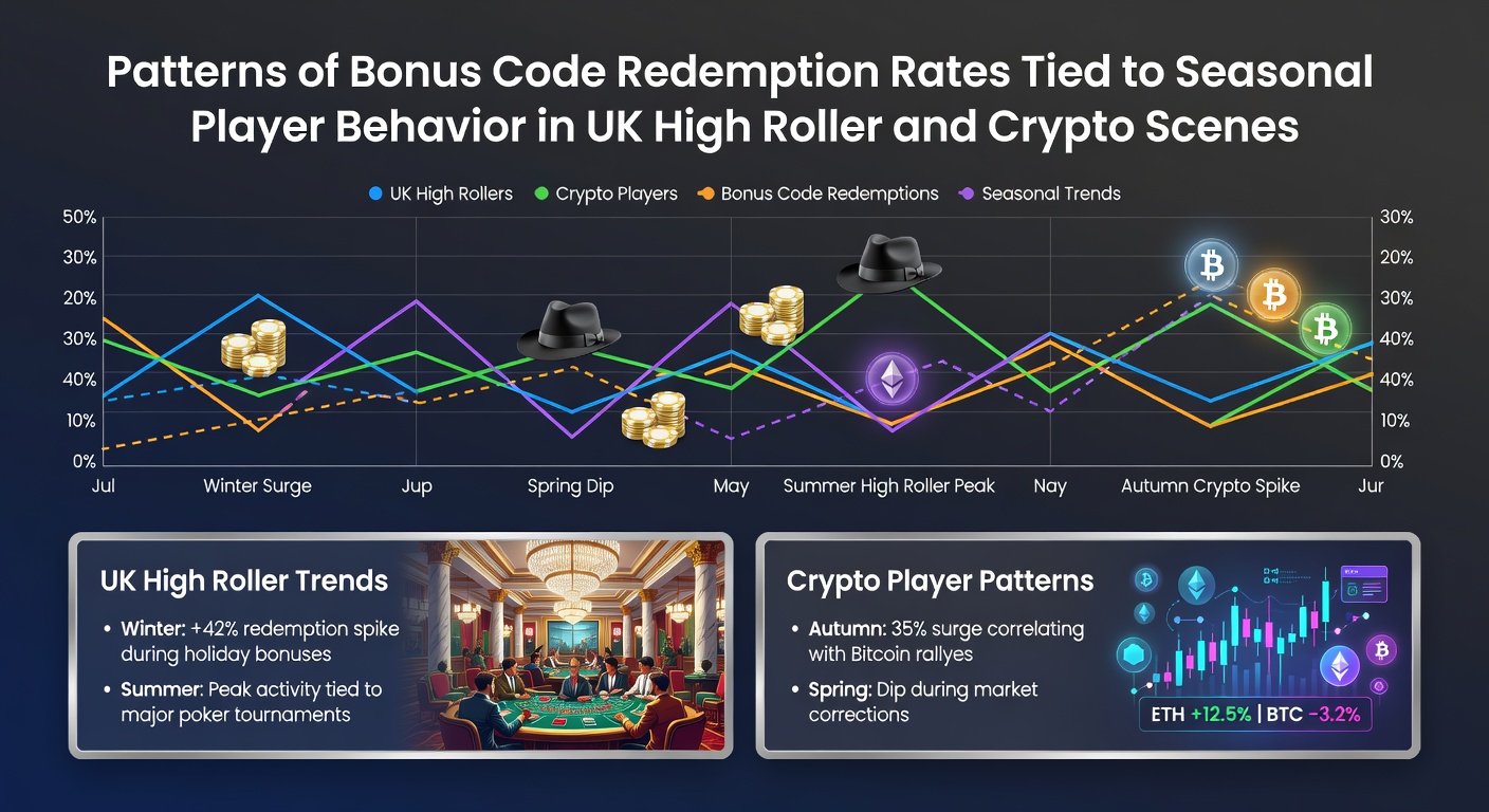 Chart showing seasonal fluctuations in bonus code redemptions for UK high rollers and crypto players