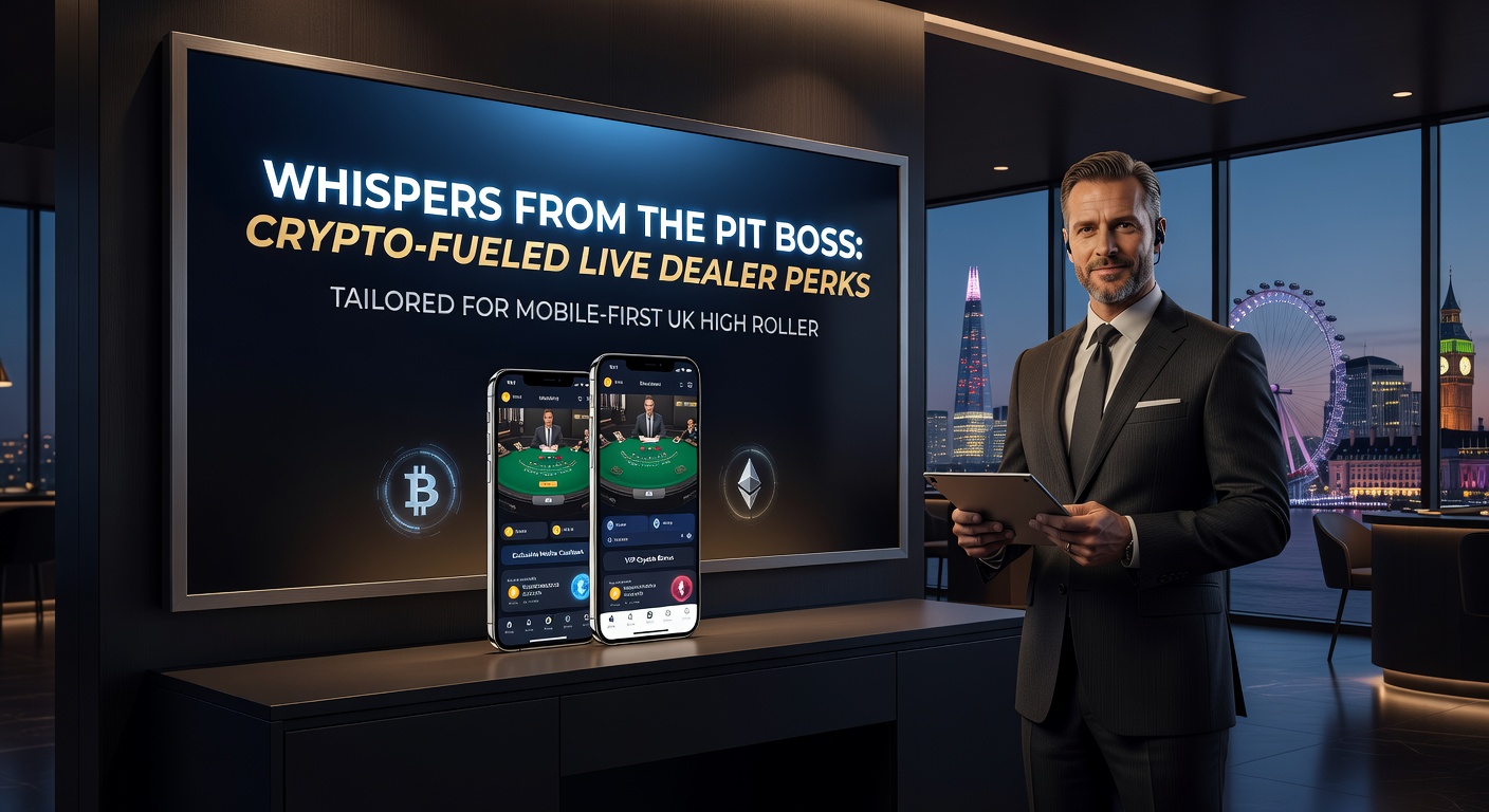 Mobile screen showing crypto wallet linked to live dealer high-stakes table, with pit boss icon and perk notifications popping up